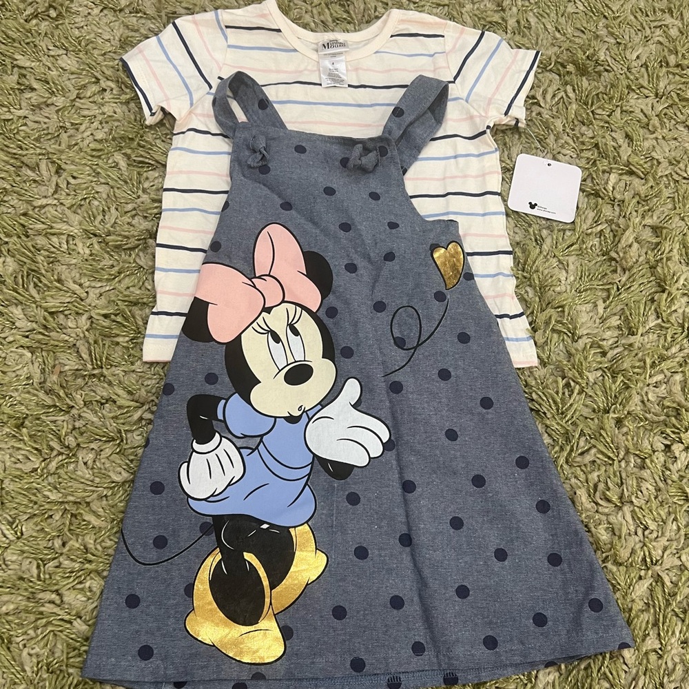 NWT-Disney Minnie Mouse Kids Dress - Blue and Gold